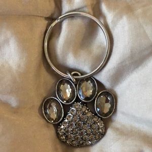 Paw print rhinestone keychain